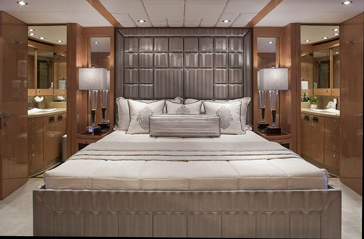 A photo of the master stateroom on Hargrave Custom Yachts' "Sassy."