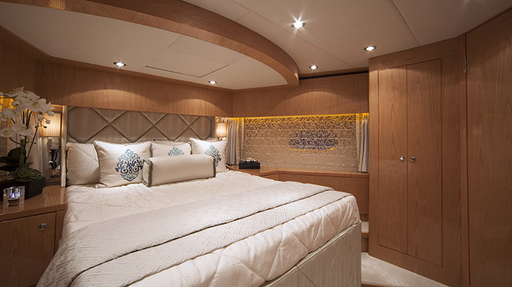 A photo of the VIP stateroom on Hargave Custom Yachts' "Sassy."
