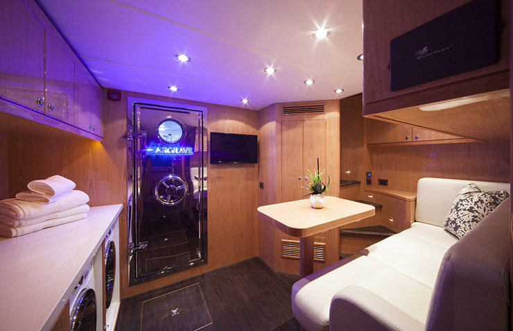 A photo of teh crew's quarters on Hargrave Custom Yachts' "Sassy."