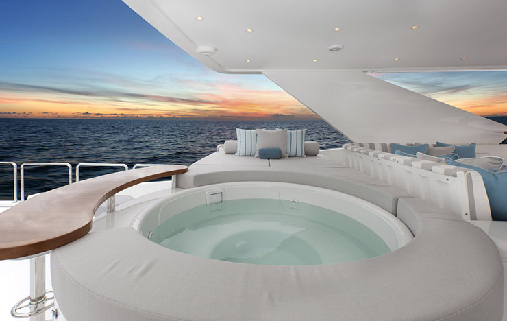 A photo of the hot tub on Hargrave Custom Yachts' "Sassy."
