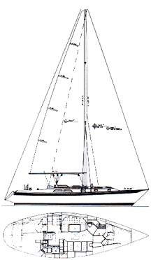 A line drawing of the Ericson 380.