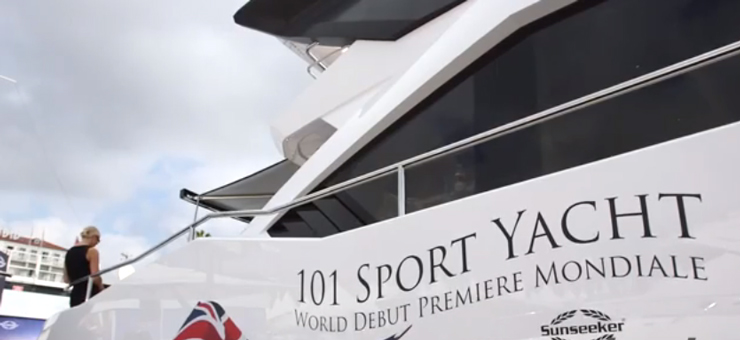 Sunseeker 101 first look video Cannes Boat Show