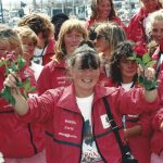 Tracy-Edwards-and-her-all-female-crew-on-the-finish-line-for-the-Whitbread -ace.